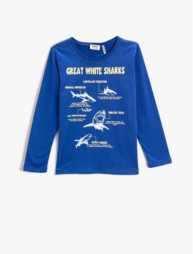 Koton 2Wkb10091Tk Saks Erkek Çocuk Köpek Balığı Baskılı T-Shirt
