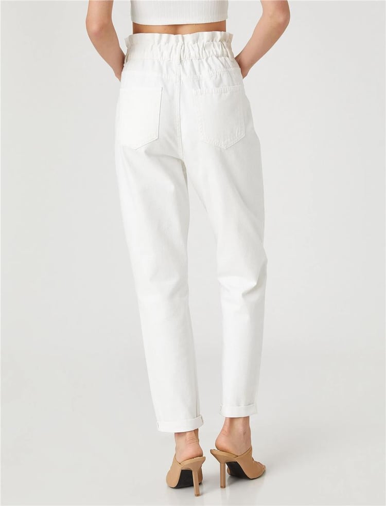 Koton 3Sal40001Mw Kırık Beyaz 001 Kadın Pamuk Woven Bottoms Pantolon