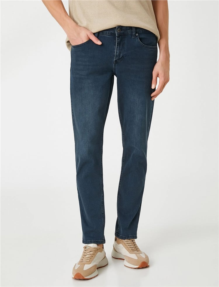 Koton 3Sam40046Nd Fa6 İndigo Stone Erkek Pamuk Denim Pantolon