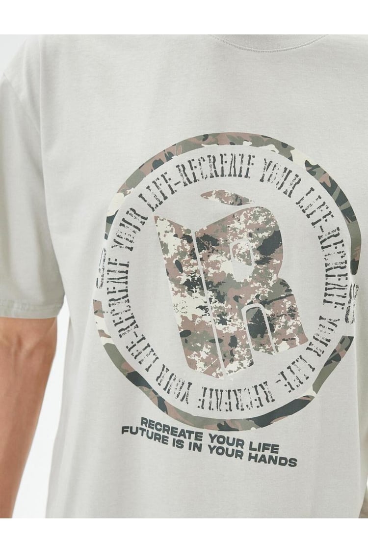 Koton 4Sam10040Hk 031 Gri Erkek Jersey Pamuk Kısa Kollu T-shirt