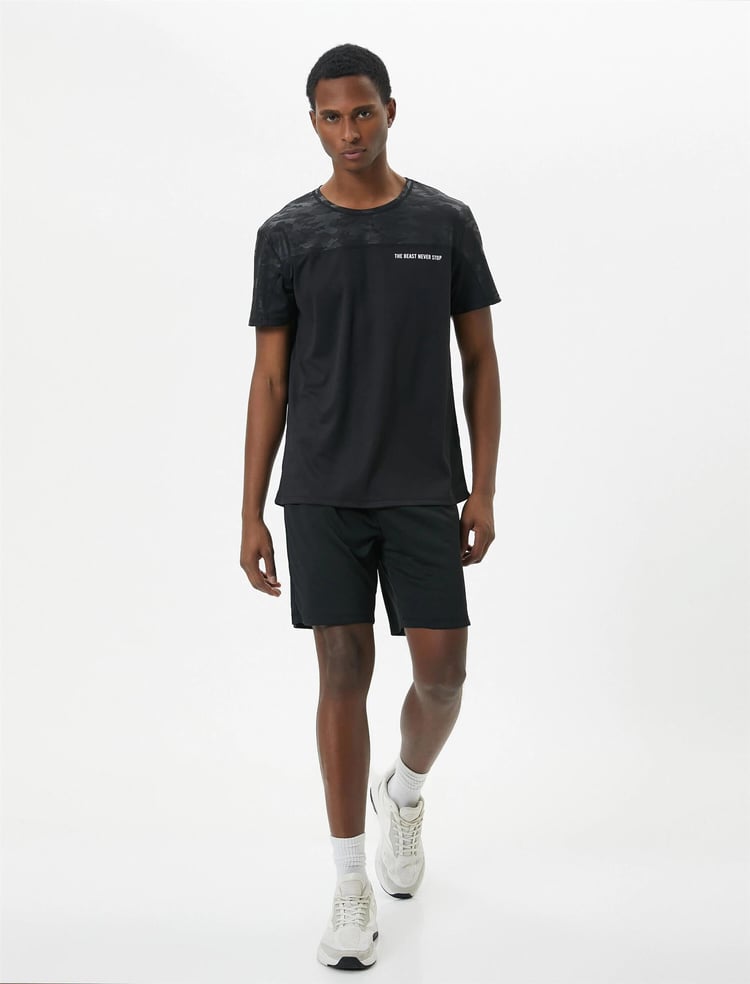 Koton 4Sam10040Nk 999 Siyah Erkek Elastan Jersey Kısa Kollu T-Shirt