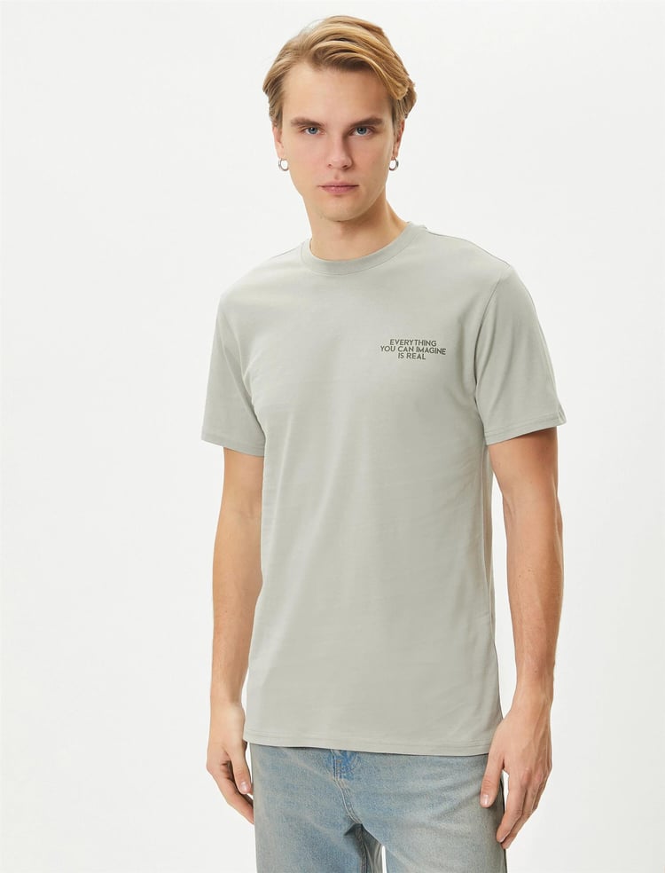 Koton 4Sam10056Hk 031 Gri Erkek Jersey Pamuk Kısa Kollu T-shirt