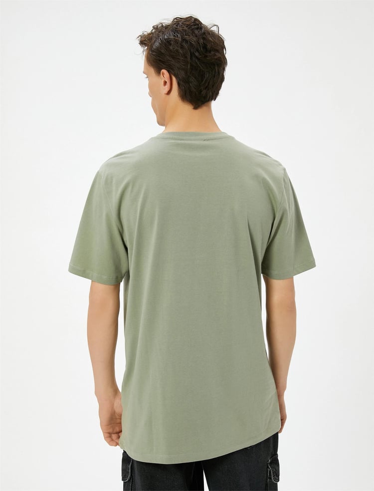 Koton 4Sam10062Hk 875 Hakı Erkek Pamuk Jersey Kısa Kollu Basıc T-Shırt