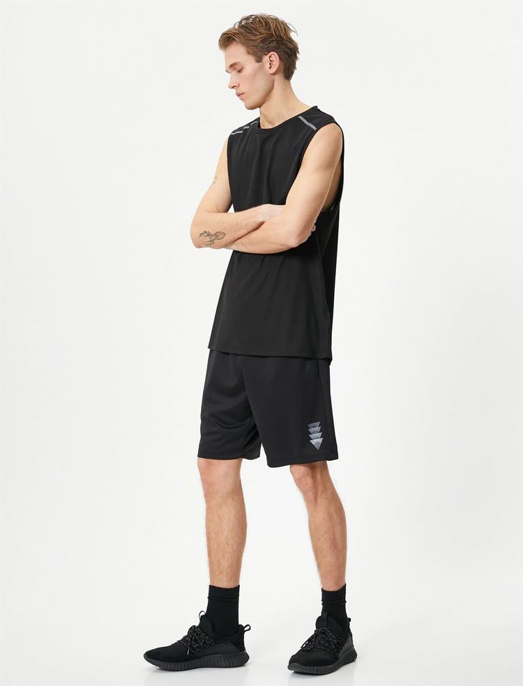 Koton 4Sam30005Nk 999 Sıyah Erkek Polyester Jersey Kolsuz T-Shırt