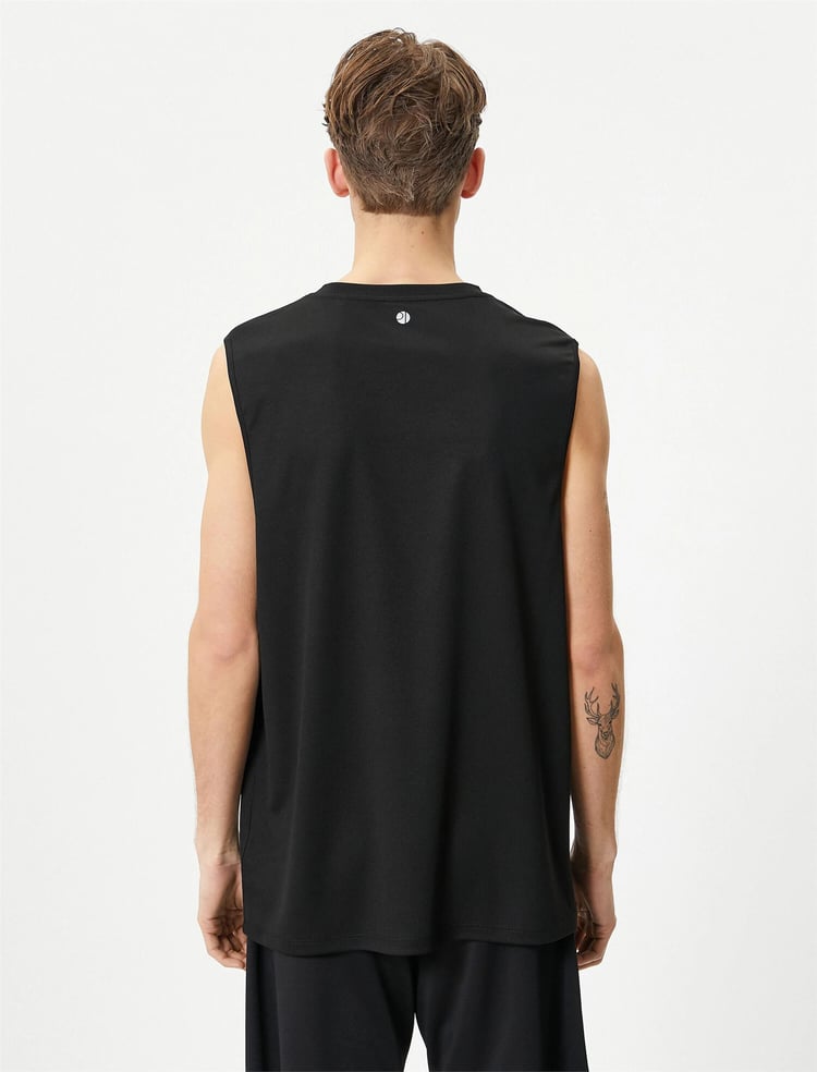 Koton 4Sam30005Nk 999 Sıyah Erkek Polyester Jersey Kolsuz T-Shırt