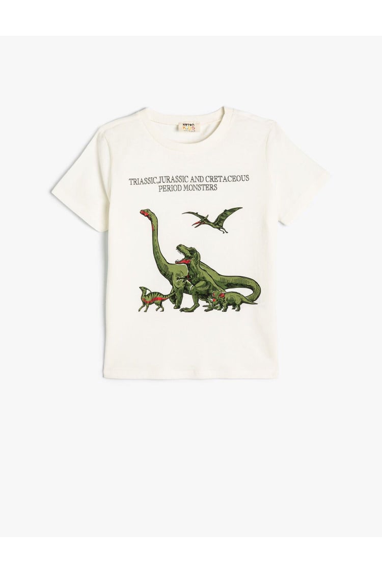 Koton 4Skb10038Tk 010 Ekru Erkek Çocuk Jersey Pamuk Kısa Kollu T-shirt