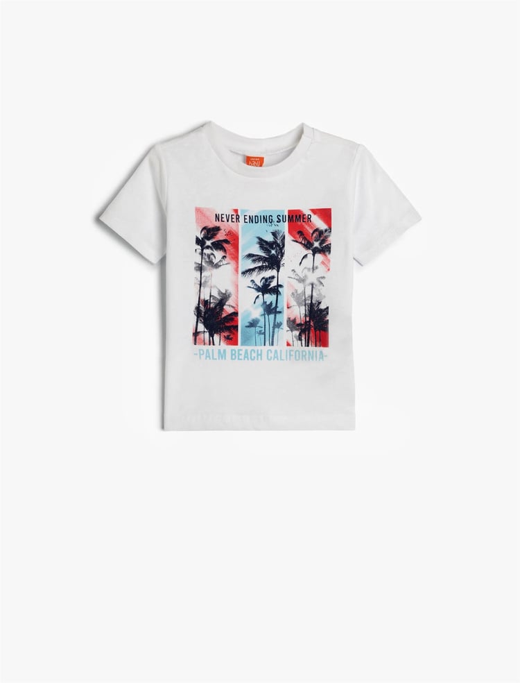 Koton 4Smb10170Tk 000 Beyaz Erkek Bebek Jersey Kısa Kollu T-Shirt
