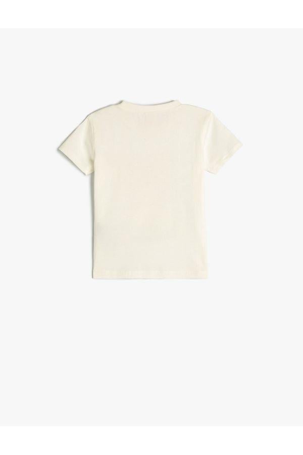 Koton 4Smg10061Ak 010 Ekru Kız Bebek Pamuk Jersey Kısa Kollu T-Shirt