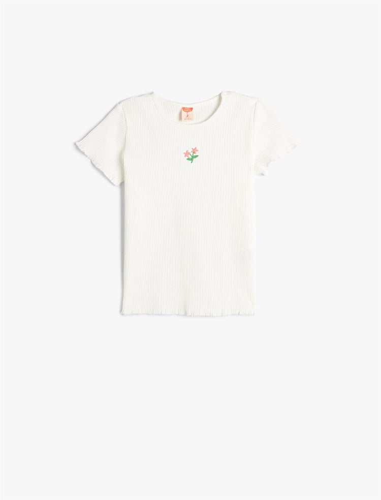 Koton 4Smg10086Ak 010 Ekru Kız Bebek Jersey Kısa Kollu T-Shirt
