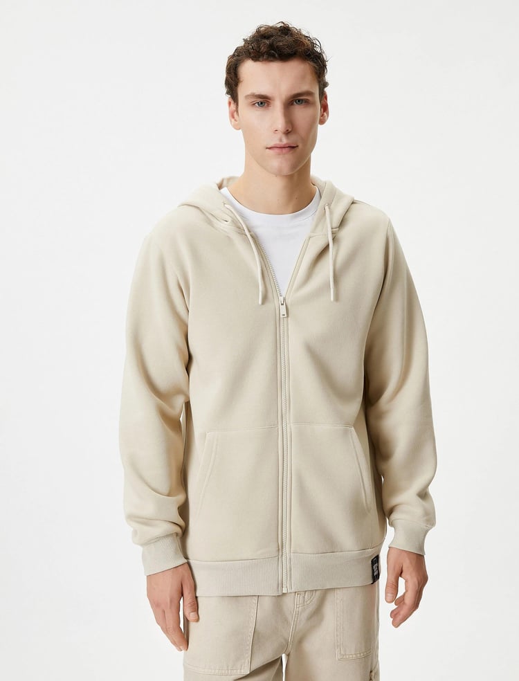 Koton 4Wam70029Mk 057 Bej Erkek Pamuk Jersey Sweatshirt