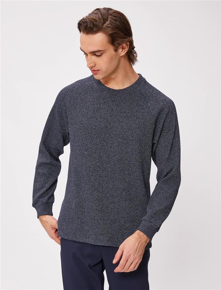 Koton  4Wam70058Mk 716 Lacivert Erkek Pamuk Jersey Kazak