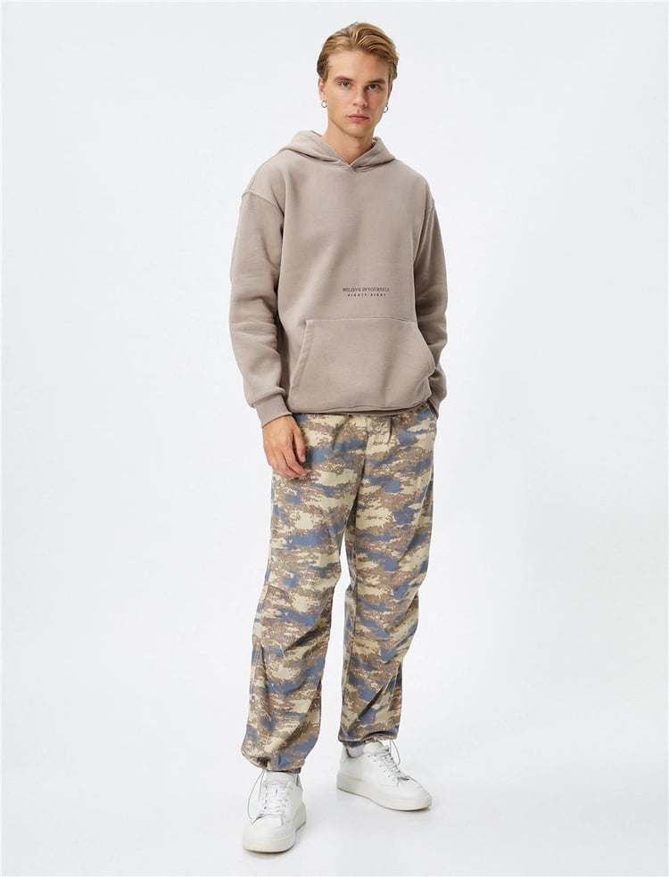 Koton 4Wam70168Mk 055 Bej Erkek Pamuk Jersey Sweatshirt
