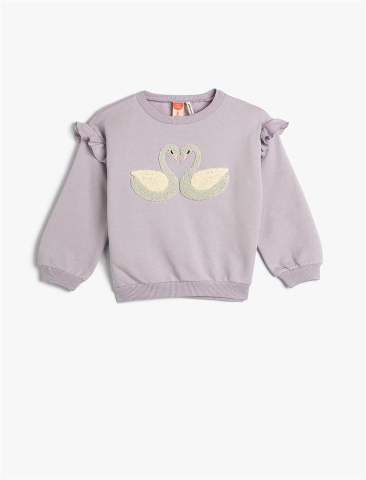 Koton  4Wmg10120Ak 360 Lila Kız Bebek Pamuk Jersey Sweatshirt