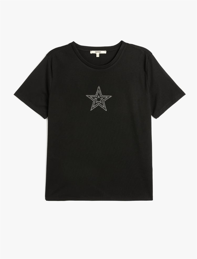 Koton 5Sak50142Ek 999 Sıyah Kadın Vıskoz Jersey T-Shırt