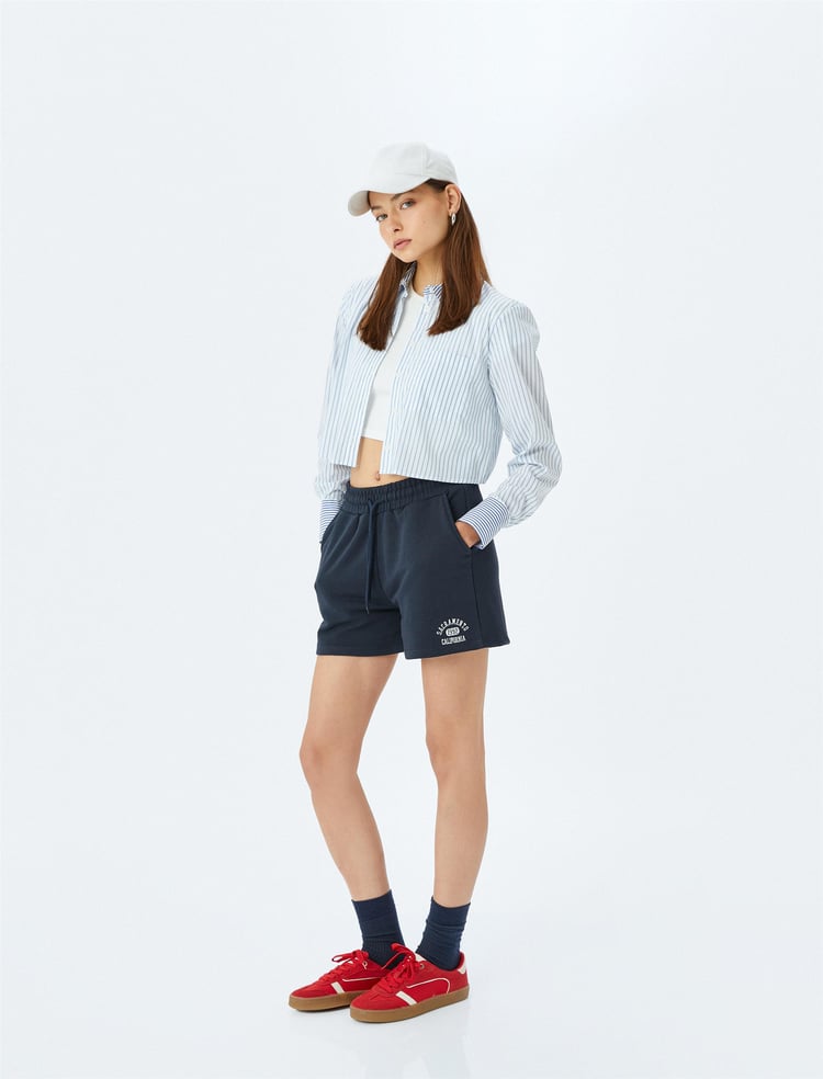 Koton 5Sal40037Ik 704 Lacıvert Genc Kız Pamuk Jersey Short