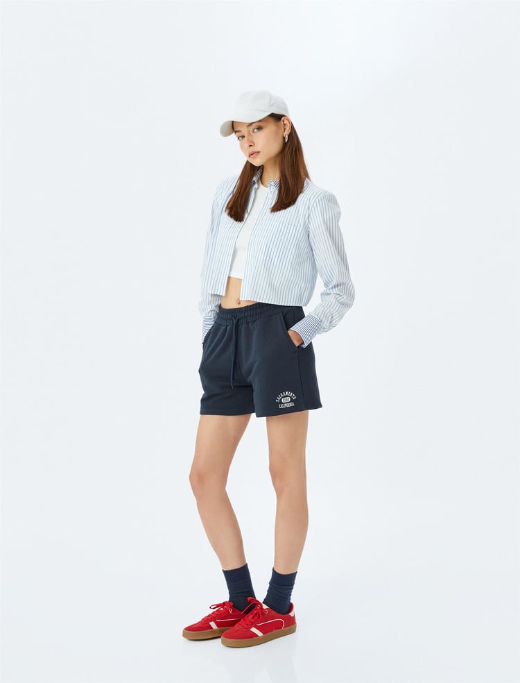 Koton 5Sal40037Ik 704 Lacıvert Genc Kız Pamuk Jersey Short