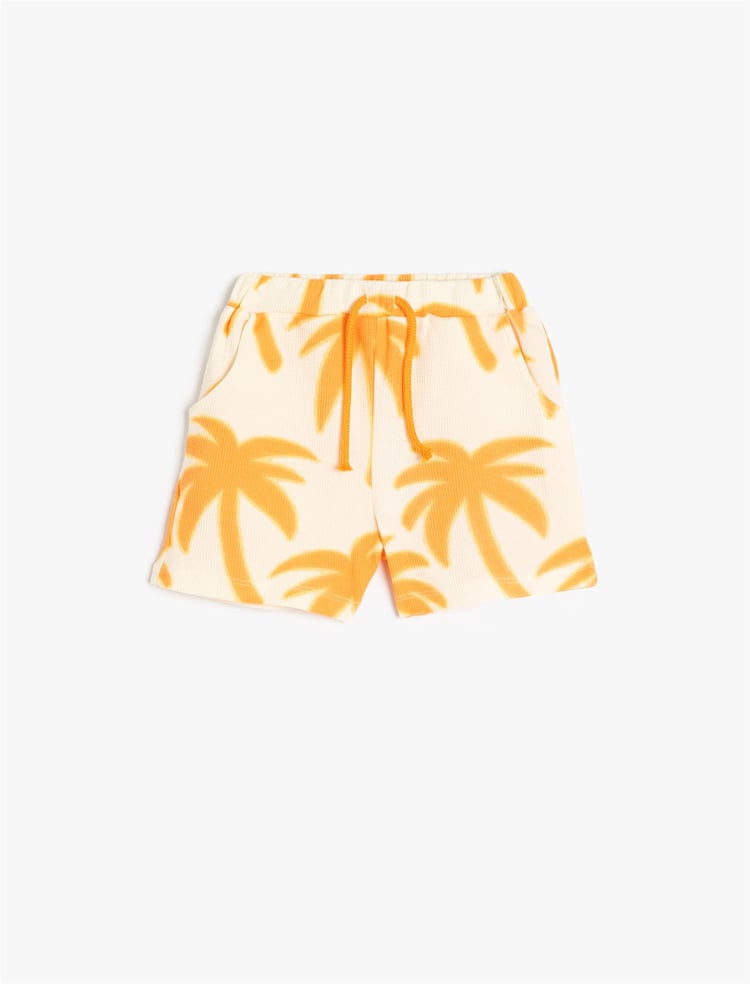 Koton 5Smb40023Tk 0D1 Ekru Desenlı Erkek Bebek Pamuk Jersey Short