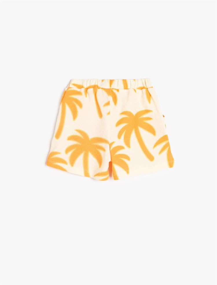 Koton 5Smb40023Tk 0D1 Ekru Desenlı Erkek Bebek Pamuk Jersey Short