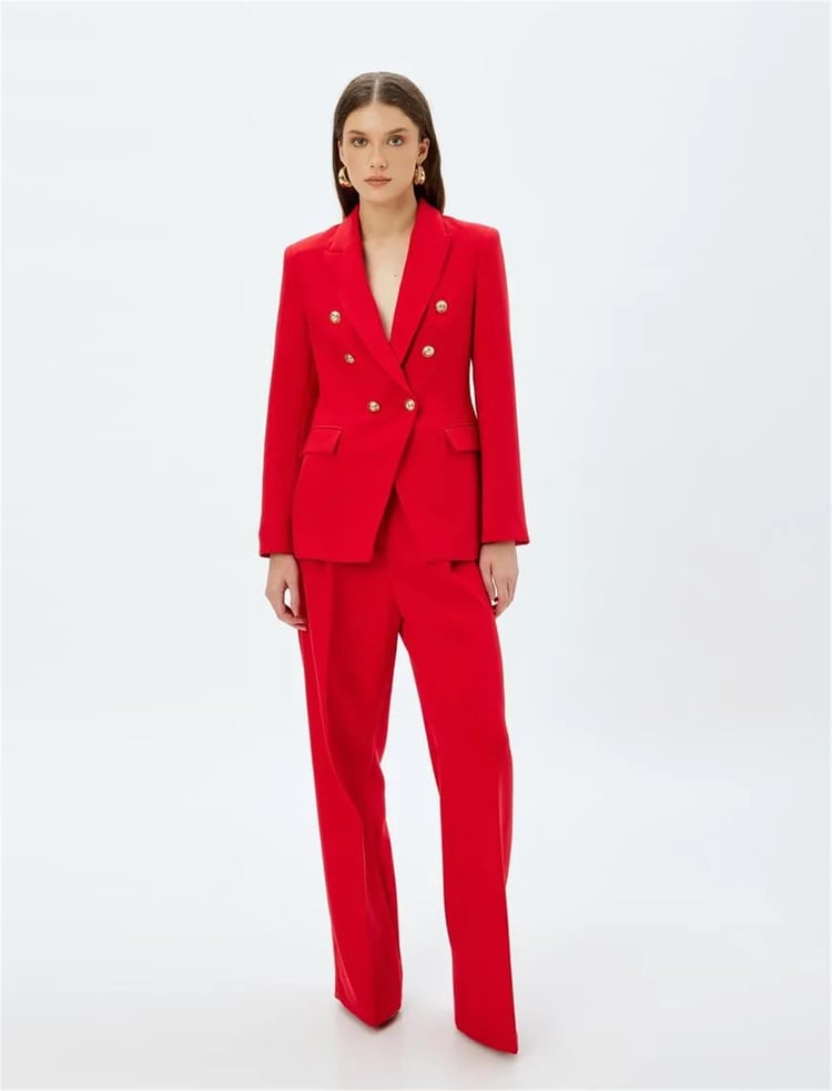 Koton 5Wak50074Uw 410 Kırmızı Kadın Blazer Takım Elbıse