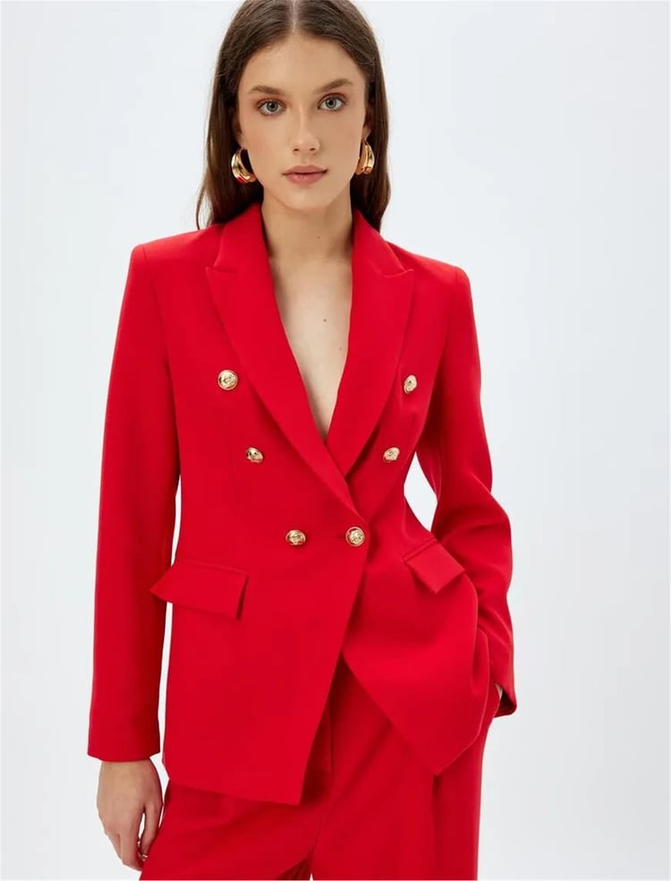 Koton 5Wak50074Uw 410 Kırmızı Kadın Blazer Takım Elbıse