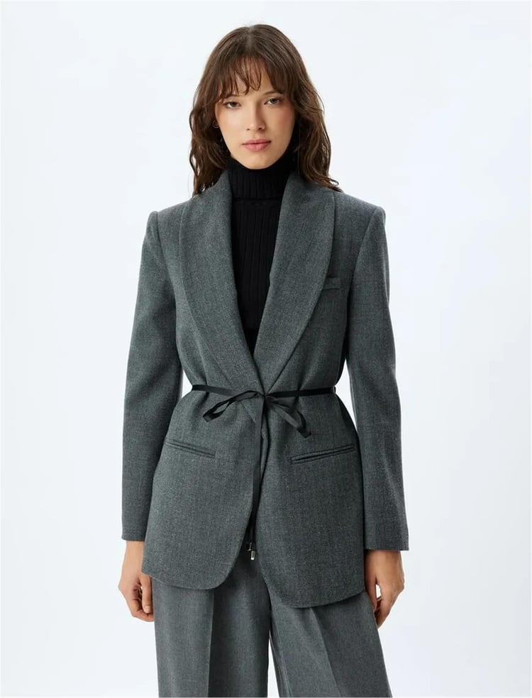 Koton 5Wak50099Uw 048 Grı Kadın Blazer Ceket