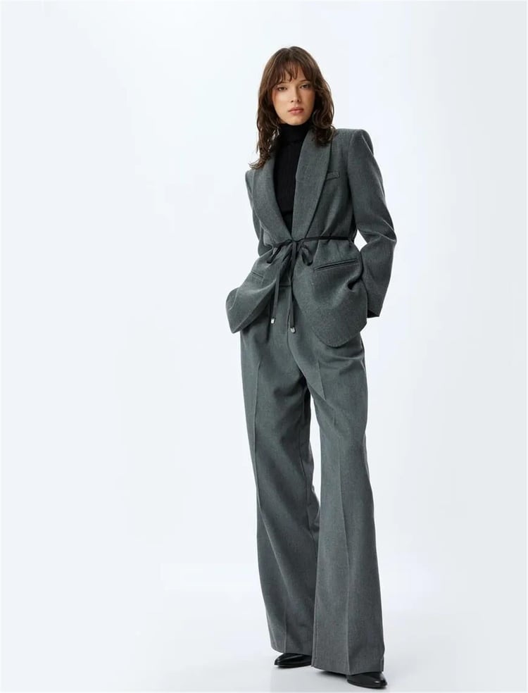 Koton 5Wak50099Uw 048 Grı Kadın Blazer Ceket