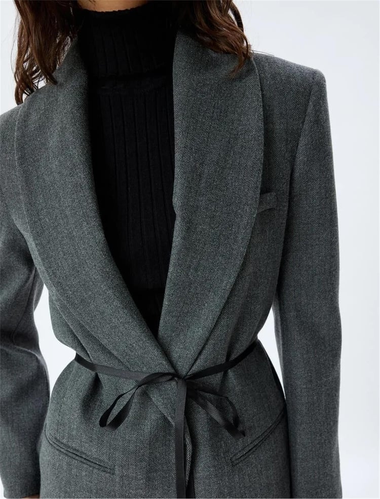 Koton 5Wak50099Uw 048 Grı Kadın Blazer Ceket