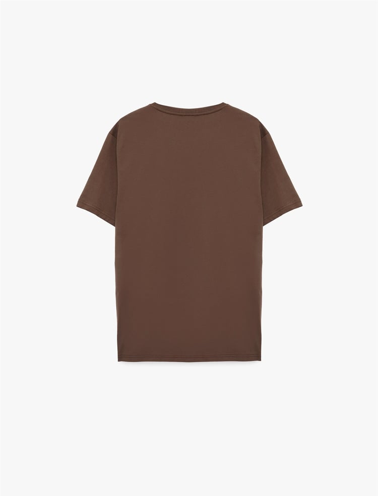 Koton 6Sam10005Mk 545 Kahverengı Erkek Jersey Kısa Kollu Basıc T-Shırt