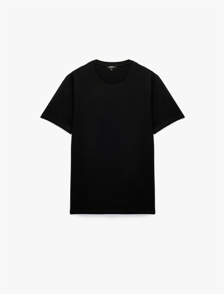 Koton 6Sam10005Mk 999 Sıyah Erkek Jersey Kısa Kollu Basıc T-Shırt