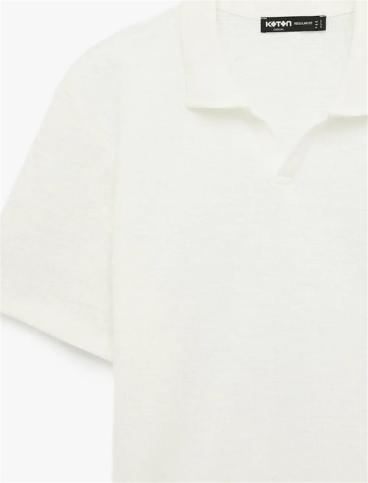 Koton 6Sam10007Mk 010 Ekru Erkek Jersey Kısa Kollu Polo T-Shırt