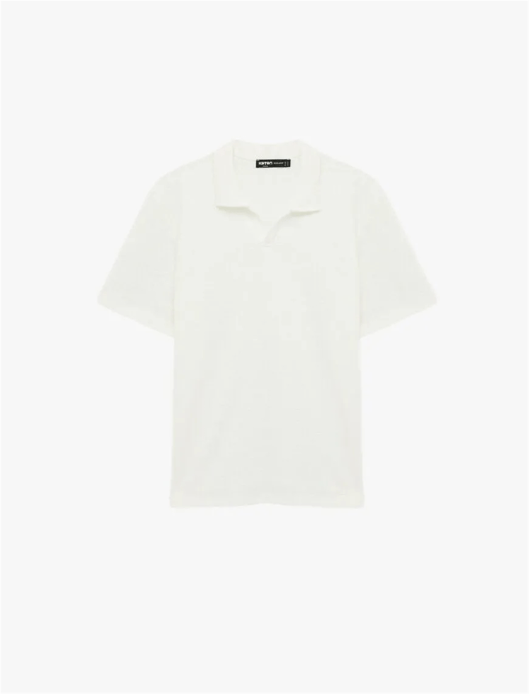 Koton 6Sam10007Mk 010 Ekru Erkek Jersey Kısa Kollu Polo T-Shırt
