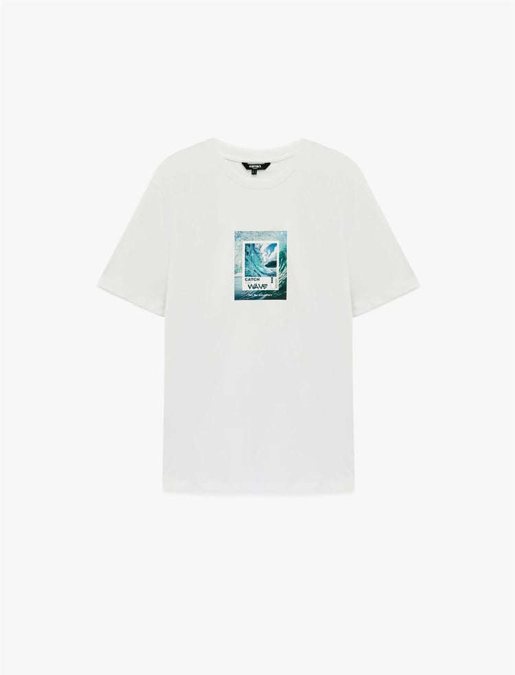Koton 6Sam10009Mk 000 Beyaz Erkek Jersey Kısa Kollu T-Shırt