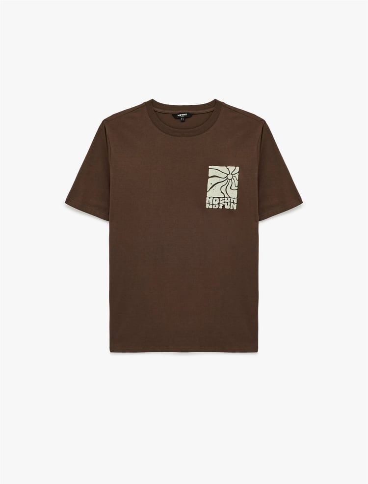 Koton 6Sam10016Mk 545 Kahverengı Erkek Jersey Kısa Kollu T-Shırt