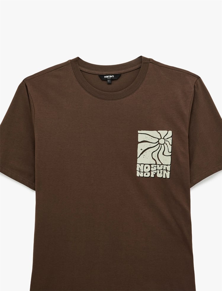 Koton 6Sam10016Mk 545 Kahverengı Erkek Jersey Kısa Kollu T-Shırt