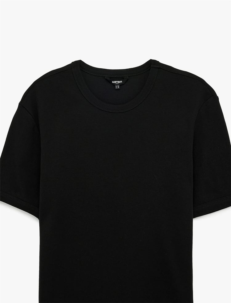 Koton 6Sam10027Mk 999 Sıyah Erkek Jersey Kısa Kollu Basıc T-Shırt
