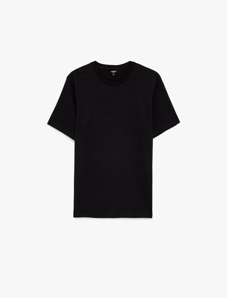 Koton 6Sam10034Mk 999 Sıyah Erkek Jersey Kısa Kollu Basıc T-Shırt