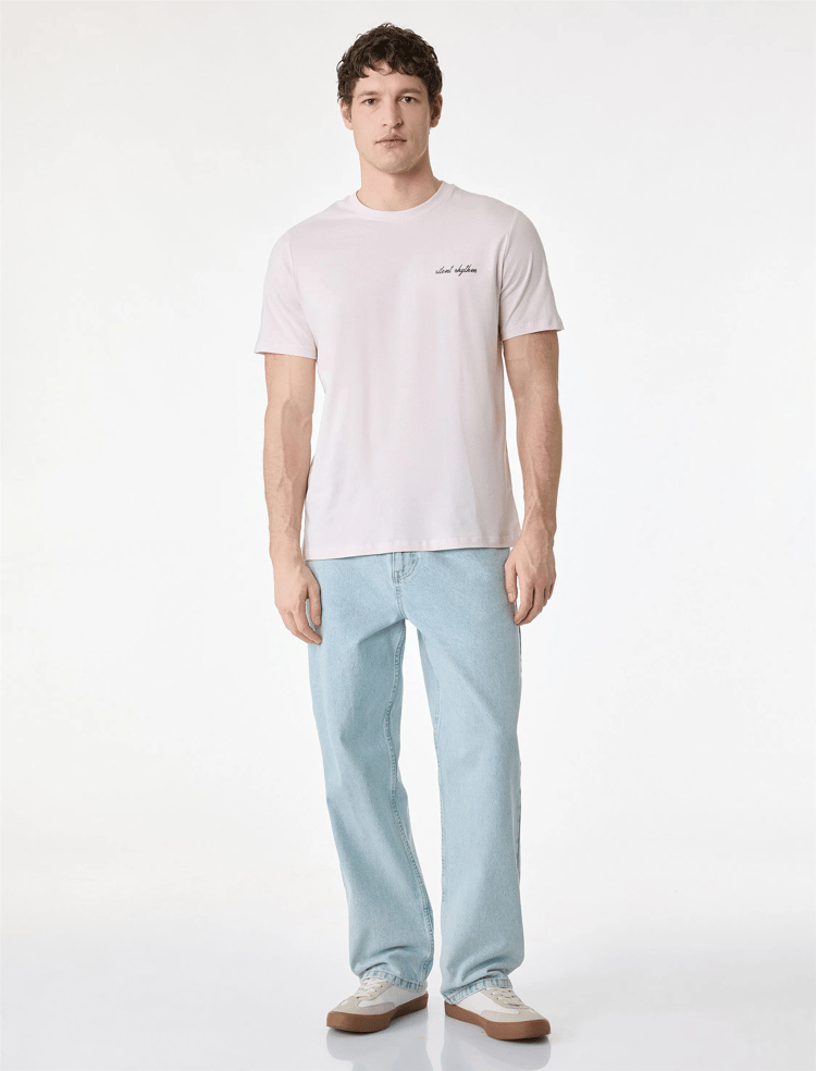 Koton 6Sam10047Mk 289 Pembe Erkek Jersey Kısa Kollu T-Shırt