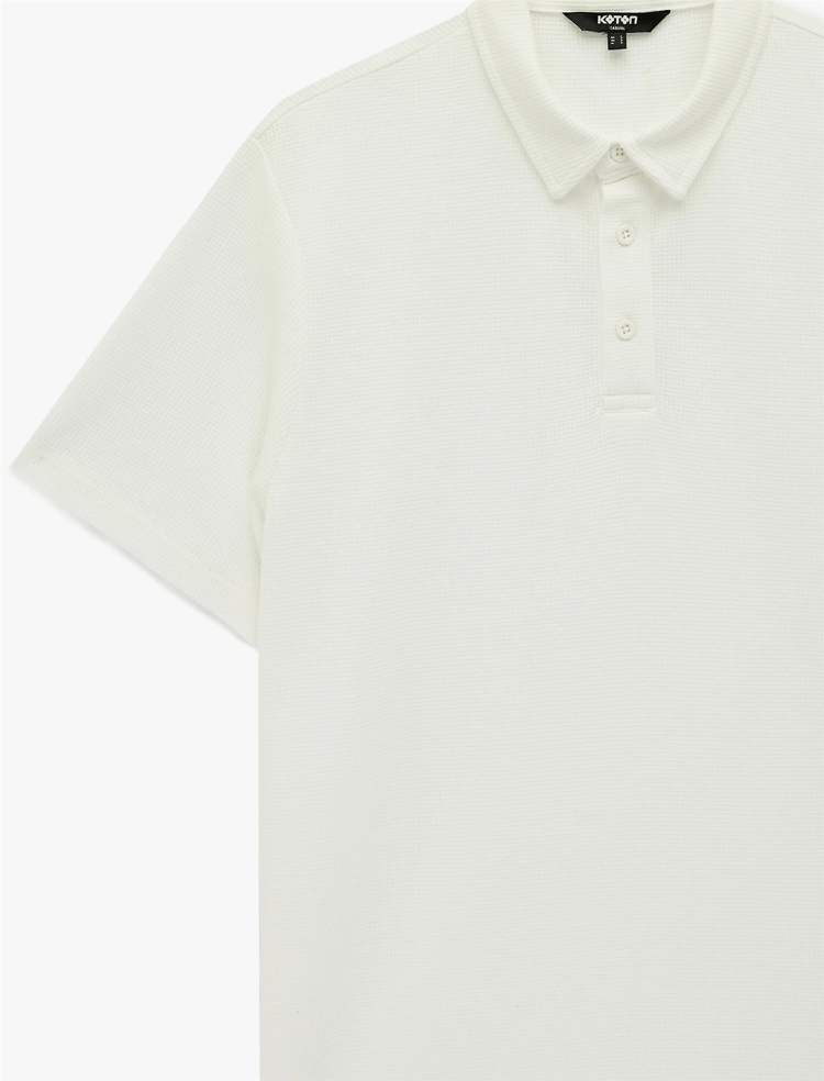 Koton 6Sam10071Mk 000 Beyaz Erkek Jersey Kısa Kollu Polo T-Shırt