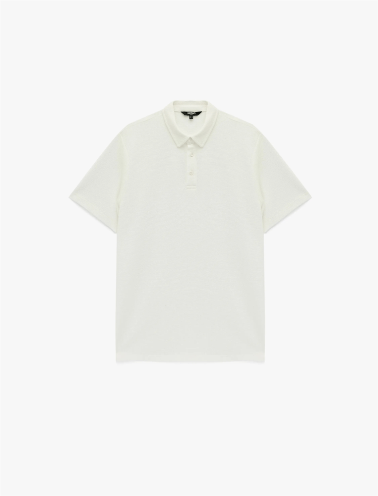 Koton 6Sam10071Mk 000 Beyaz Erkek Jersey Kısa Kollu Polo T-Shırt