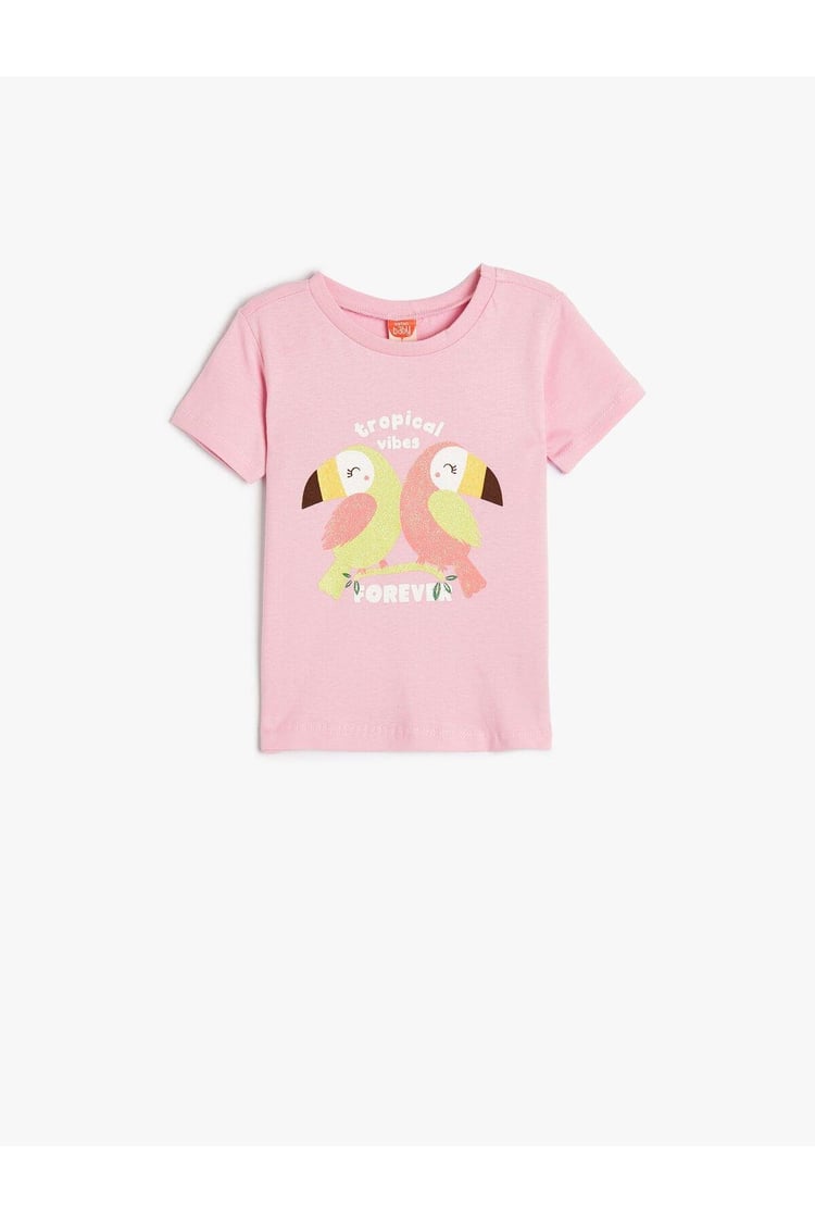 Koton Y24 4Smg10052Ak 370 Lila Kız Bebek Pamuk Jersey Kısa Kollu T-Shirt