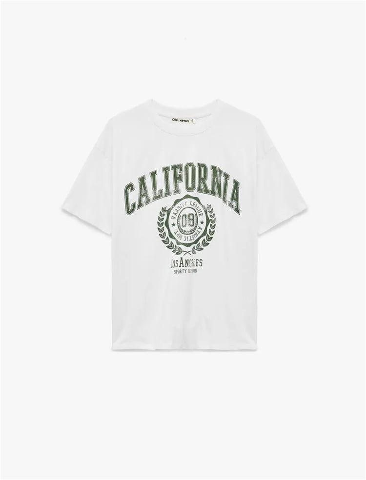Koton Y26 6Sal10002Ik 010 Ekru Kadın Jersey Kısa Kol T-Shirt