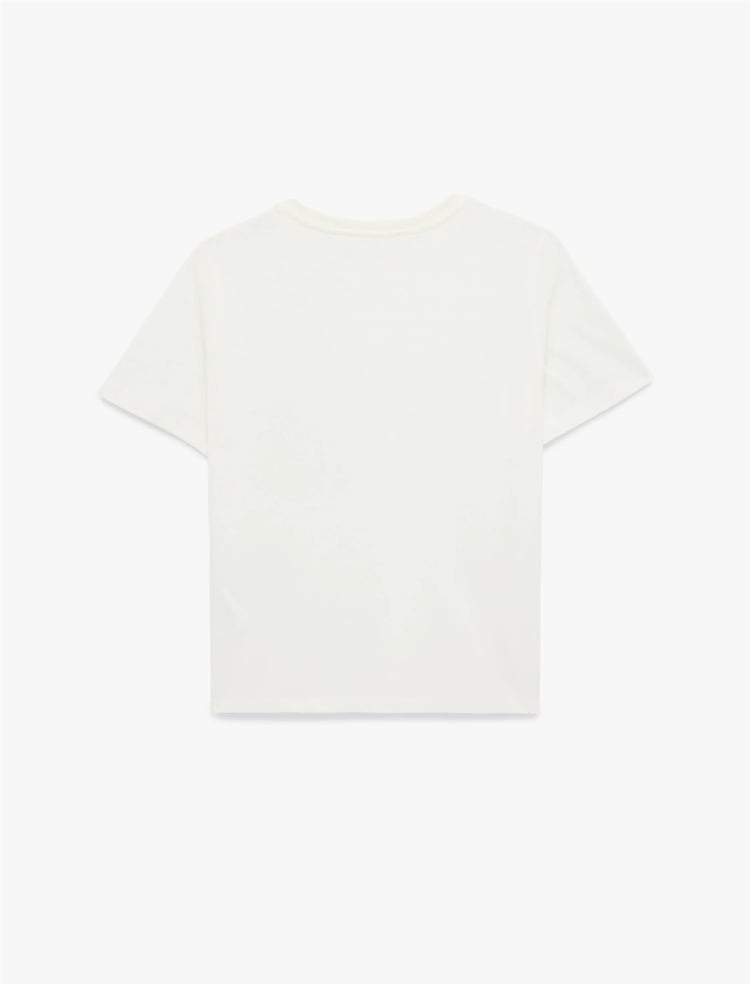 Koton Y26 6Sal10011Ik 010 Ekru Kadın Jersey Kısa Kol T-Shirt