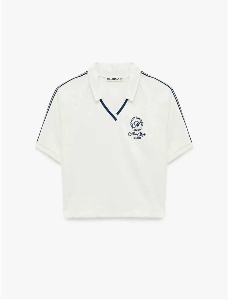 Koton Y26 6Sal10041Ik 010 Ekru Kadın Jersey Kısa Kol T-Shirt