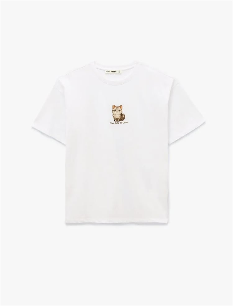 Koton Y26 6Sal10063Ik 010 Ekru Kadın Jersey Kısa Kol T-Shirt