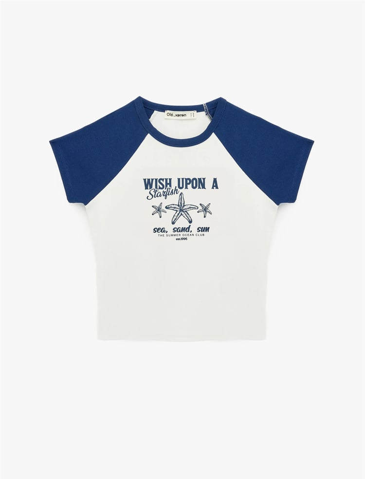 Koton Y26 6Sal10064Ik 010 Ekru Kadın Jersey Kısa Kol T-Shirt