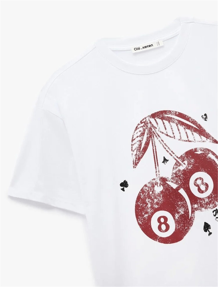 Koton Y26 6Sal10065Ik 010 Ekru Kadın Jersey Kısa Kol T-Shirt