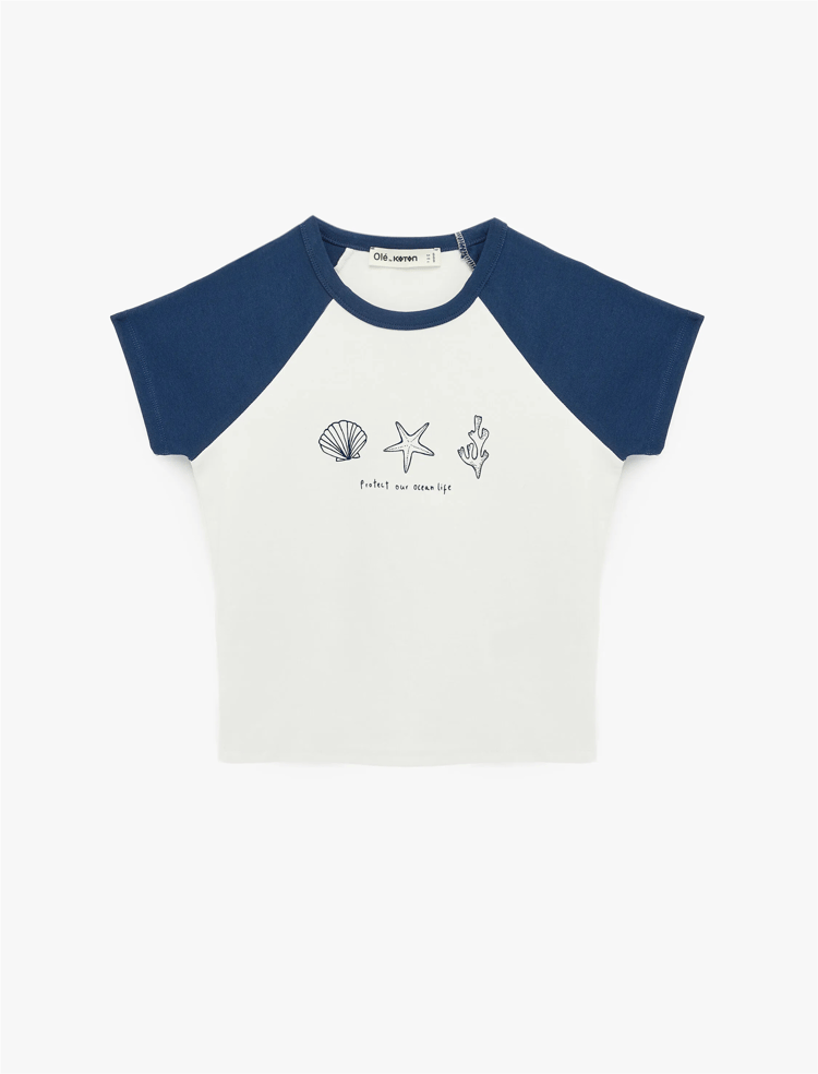 Koton Y26 6Sal10070Ik 010 Ekru Kadın Jersey Kısa Kol T-Shirt