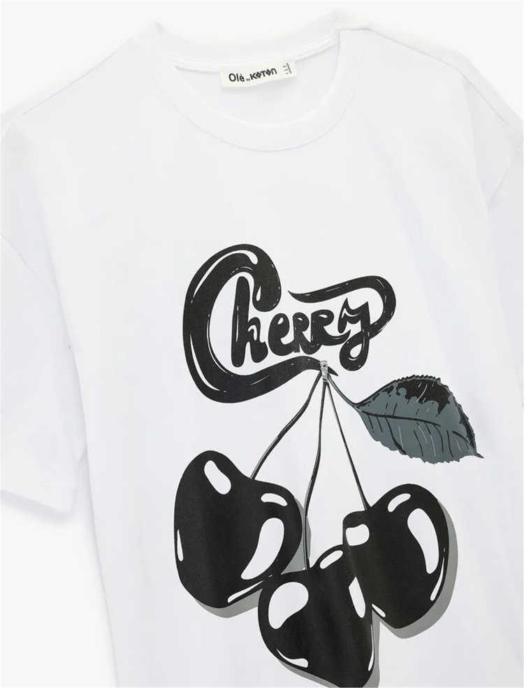 Koton Y26 6Sal10075Ik 010 Ekru Kadın Jersey Kısa Kol T-Shirt
