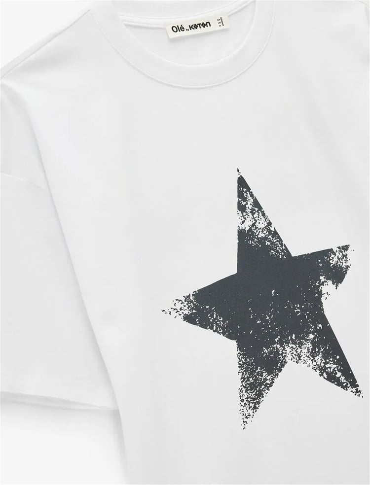 Koton Y26 6Sal10081Ik 010 Ekru Kadın Jersey Kısa Kol T-Shirt
