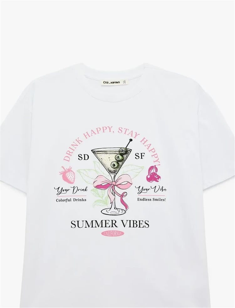 Koton Y26 6Sal10085Ik 010 Ekru Kadın Jersey Kısa Kol T-Shirt